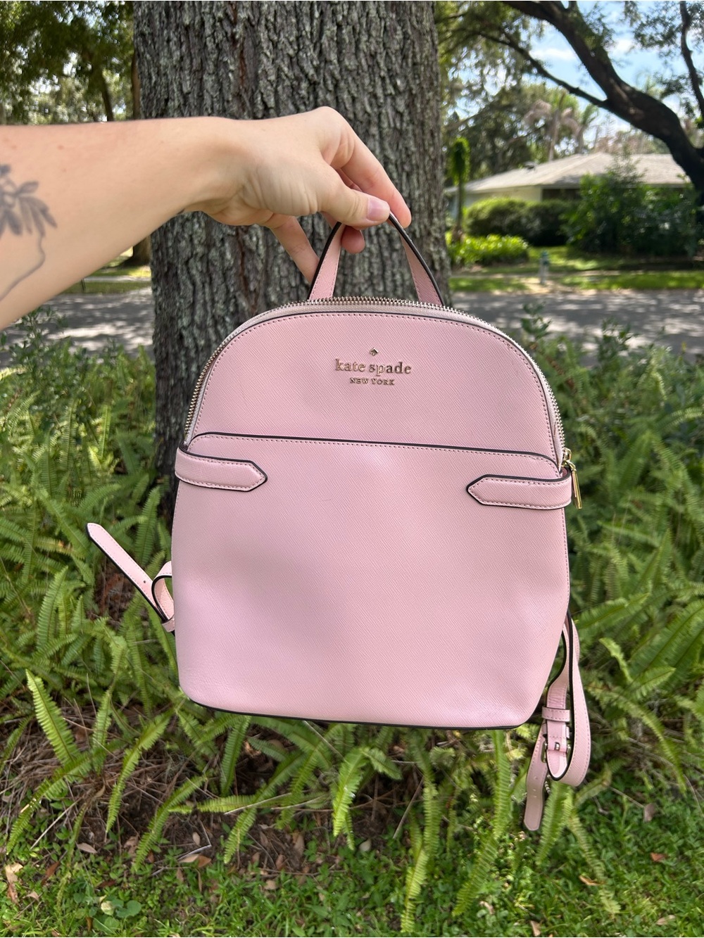 🎀 kate spade Pink Saffiano Leather Mini Backpack